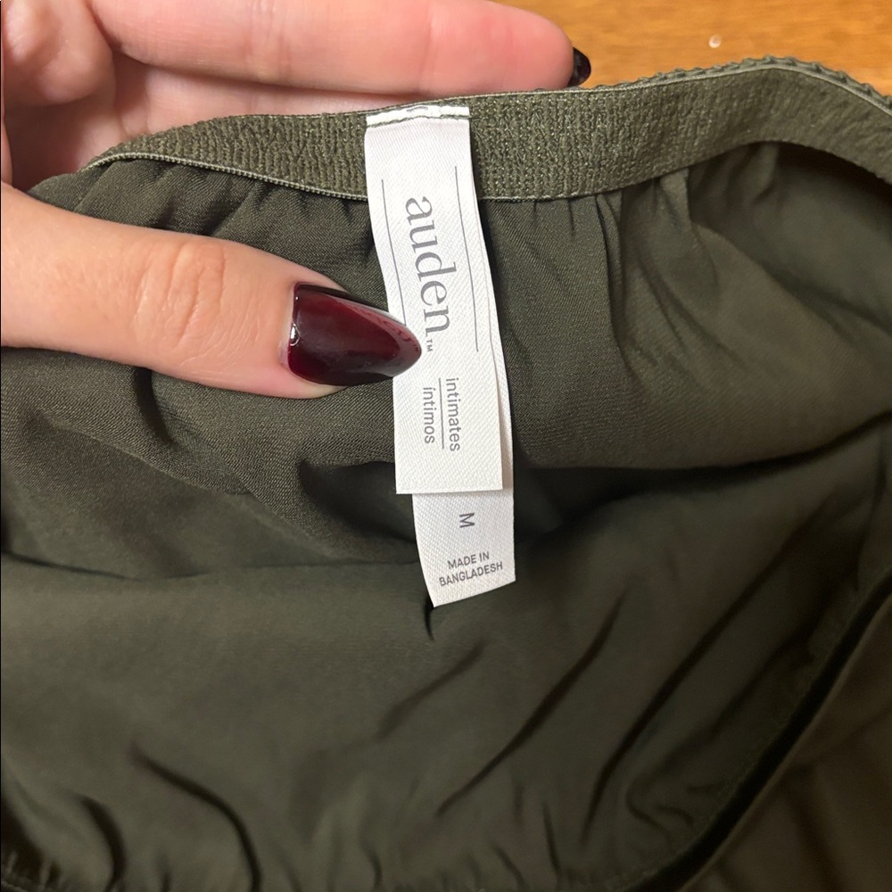 Auden Women's Satin & Lace Lingerie Skirt olive green medium - Picture 3 of 3